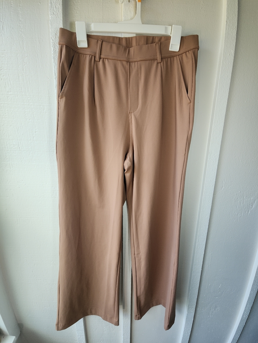 New Halara High Waisted Pocket Wide Leg Work Pants Tan Size Large